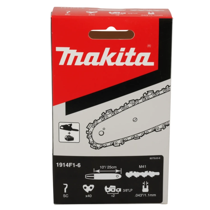 łańcuch tnący 25 cm 3/8 cala 1,1 mm Makita 1914F1-6 do DUA300 DUC254 DUC254C UC002G