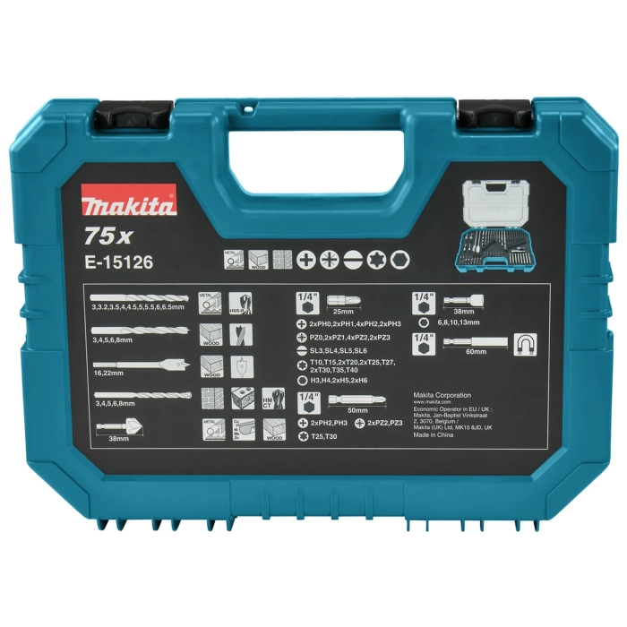 zestaw wierteł i bitów 75szt Makita E-15126