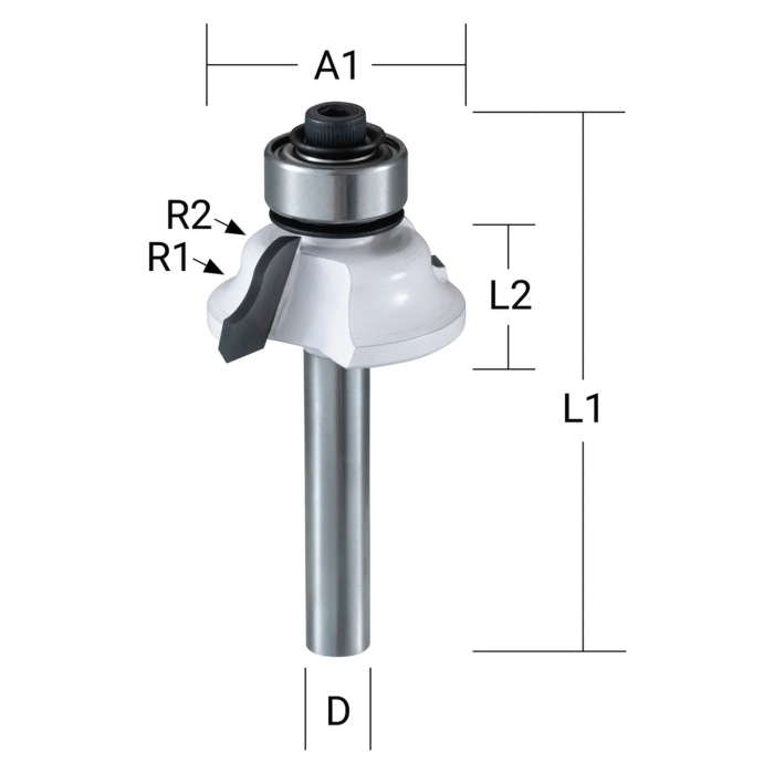 Makita D-11645  frez pr.sima classic 8mm 31,8x48mm (z łożyskiem) u:8/ś:31,8/dr:16/dc:48/r:4,76