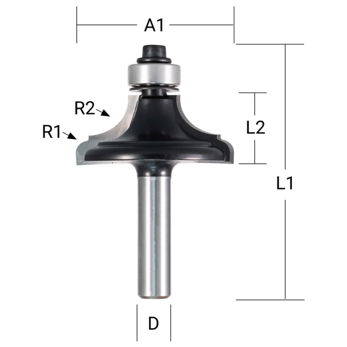 Makita D-11704  frez profil classic 8mm 38,1x48mm (z łożyskiem) u:8/ś:38,1/dr:16/dc:48/r:9,5
