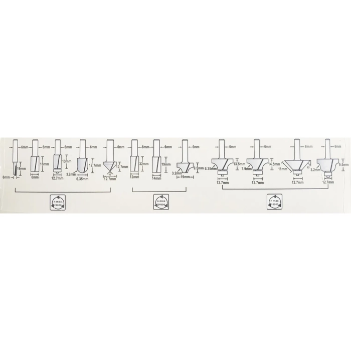 Makita D-57065  zestaw frezów 6mm (12 szt.)