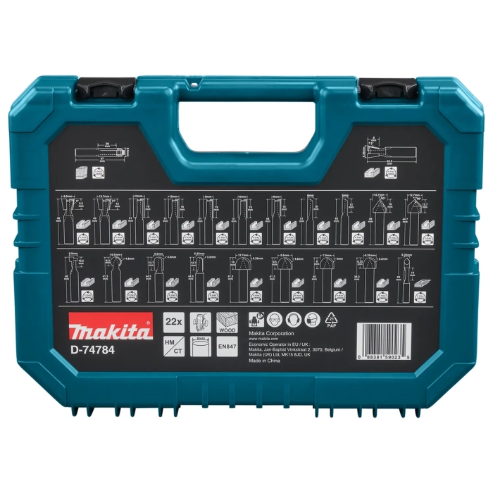 Makita D-74784 zestaw frezów - do rowków 8mm (22 szt.)