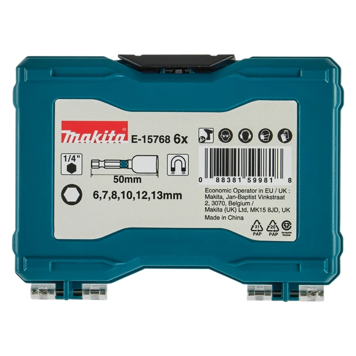 zestaw nasadek 1/4 cala 50 mm Impact Black Makita E-15768 - 6 szt
