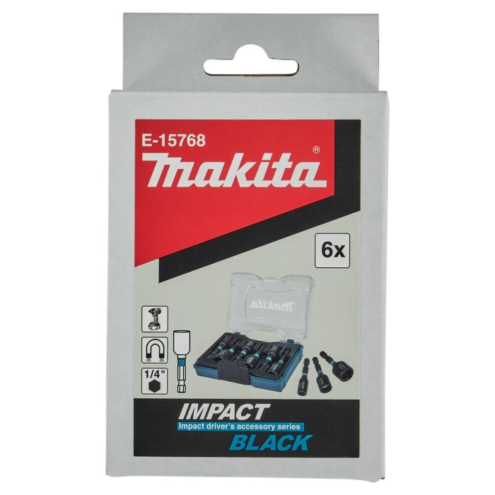 zestaw nasadek 1/4 cala 50 mm Impact Black Makita E-15768 - 6 szt