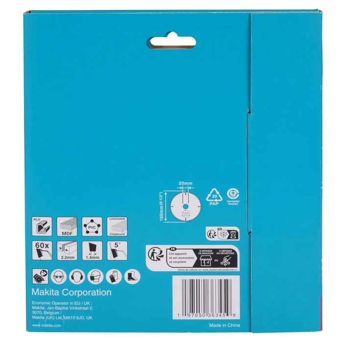 tarcza tnąca 165 x 20 60 zębów Makita D-81206 uniwersalna