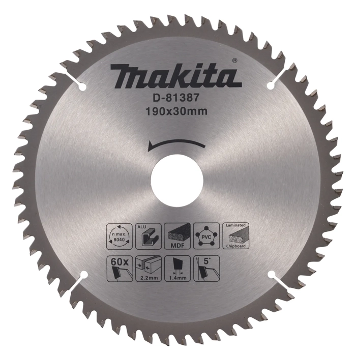 tarcza tnąca 190 x 30 60 zębów Makita D-81387 uniwersalna