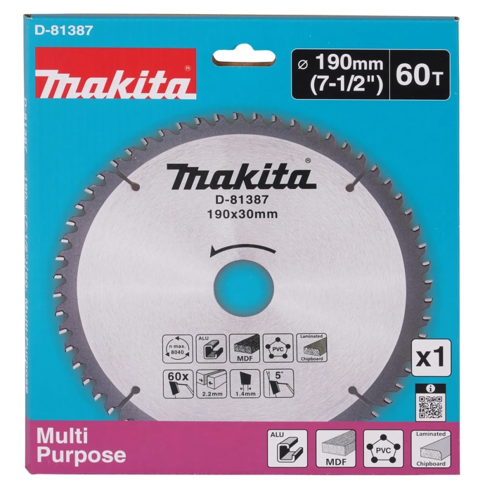 tarcza tnąca 190 x 30 60 zębów Makita D-81387 uniwersalna