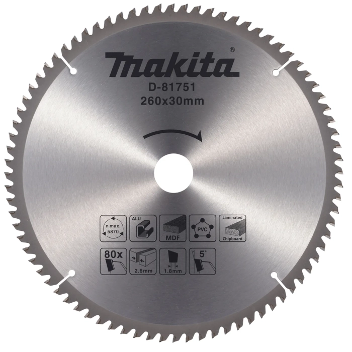 tarcza tnąca 260 x 30 80 zębów Makita D-81751 uniwersalna