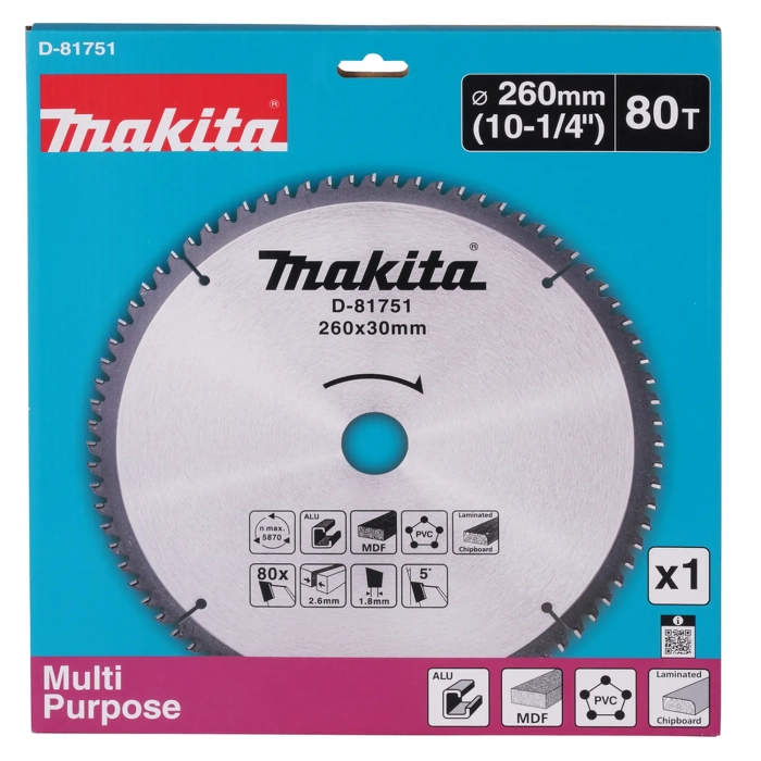 tarcza tnąca 260 x 30 80 zębów Makita D-81751 uniwersalna