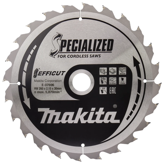 tarcza tnąca 260 x 30 24 zęby Makita E-07696 do drewna EFFICUT