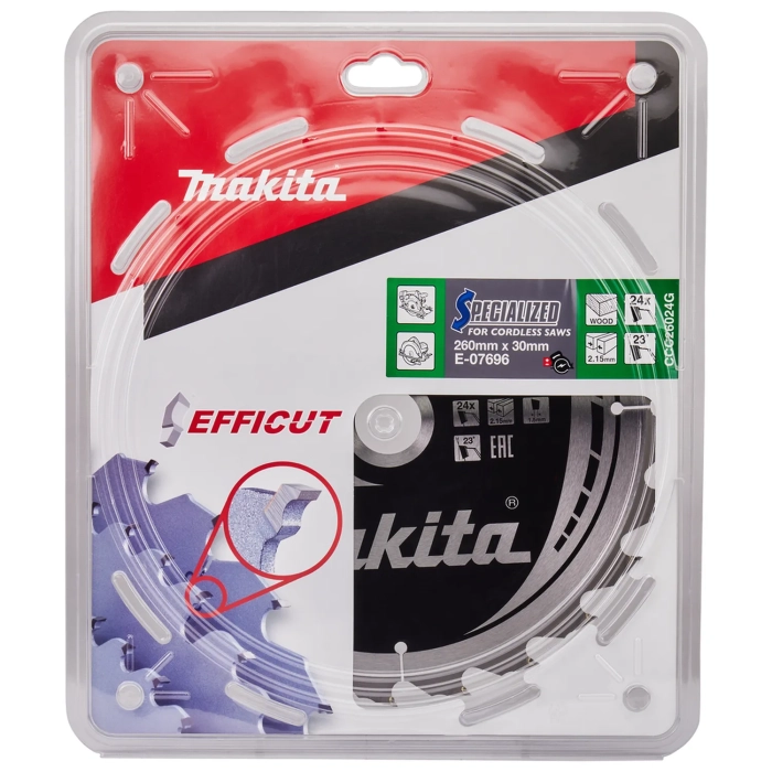 tarcza tnąca 260 x 30 24 zęby Makita E-07696 do drewna EFFICUT