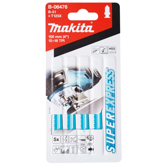 Makita B-06476 brzeszczoty 5 szt. B-51 HSS 100x1,25mm, 10-18 zębów/cal