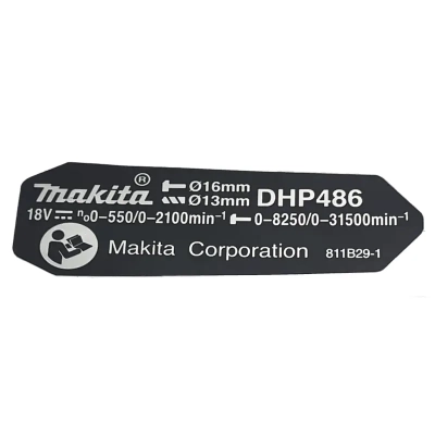 tabliczka znamionowa Makita 811B29-1 do HP486D