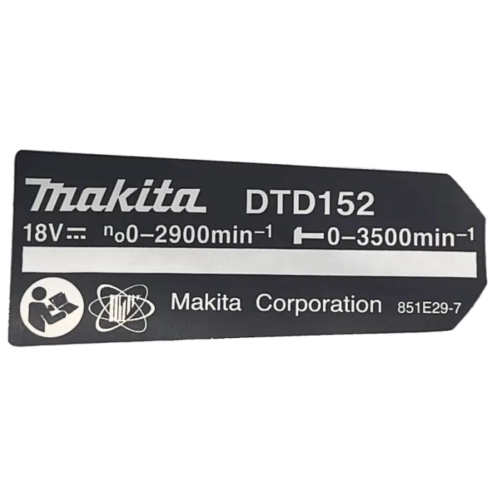 tabliczka znamionowa Makita 851E29-7 do DTD152