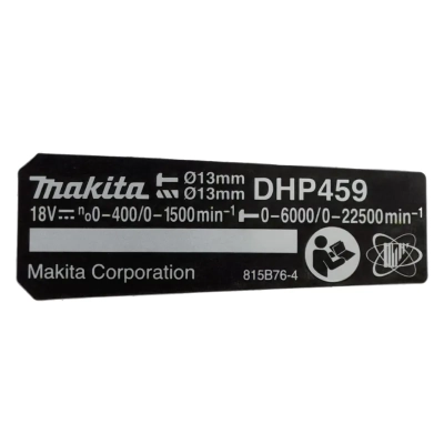 Makita 815B76-4 tabliczka znamionowa do DHP459D