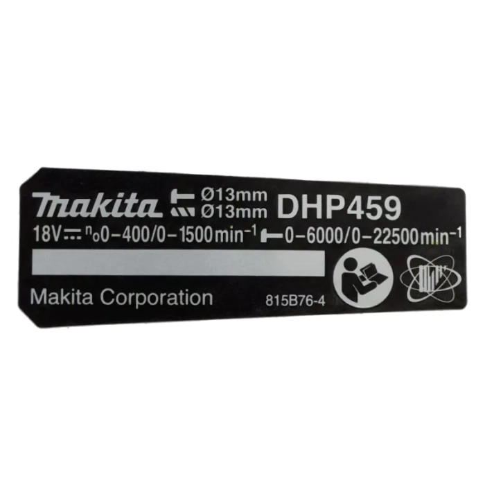 Makita 815B76-4 tabliczka znamionowa do DHP459D