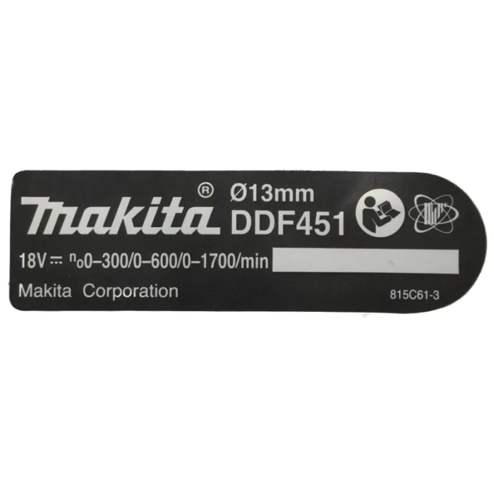 Makita 815C61-3 tabliczka znamionowa do DDF451