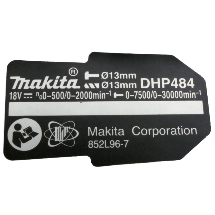 tabliczka znamionowa do DHP484 Makita 852L96-7